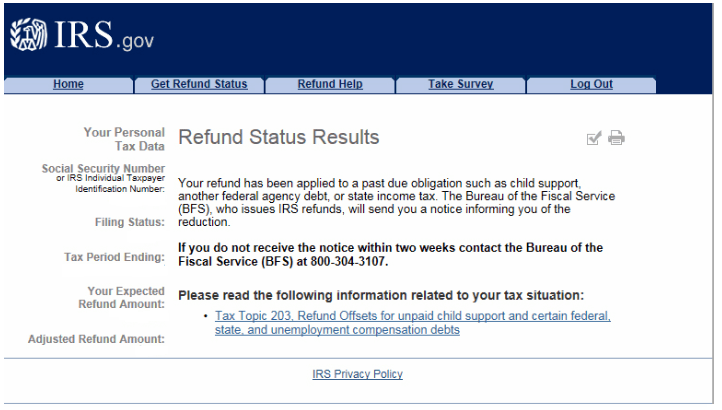 status of federal refund