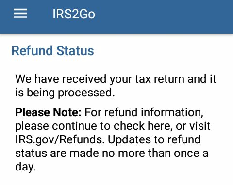 IRS Being Processed Refund Status Messages