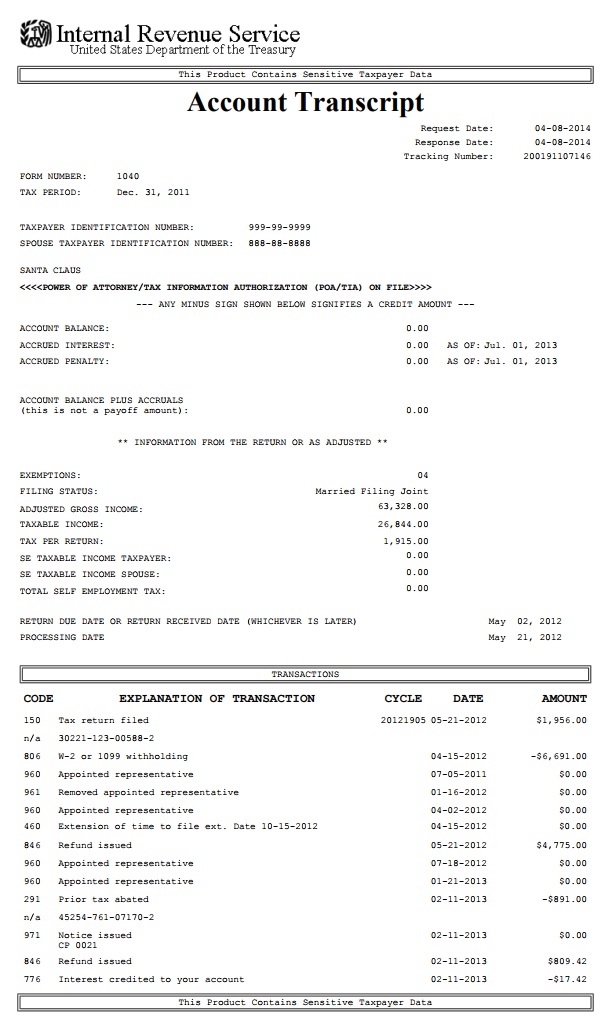 How To Read An Irs Account Transcript ⋆ Wheres My Refund Tax News And Information 8595