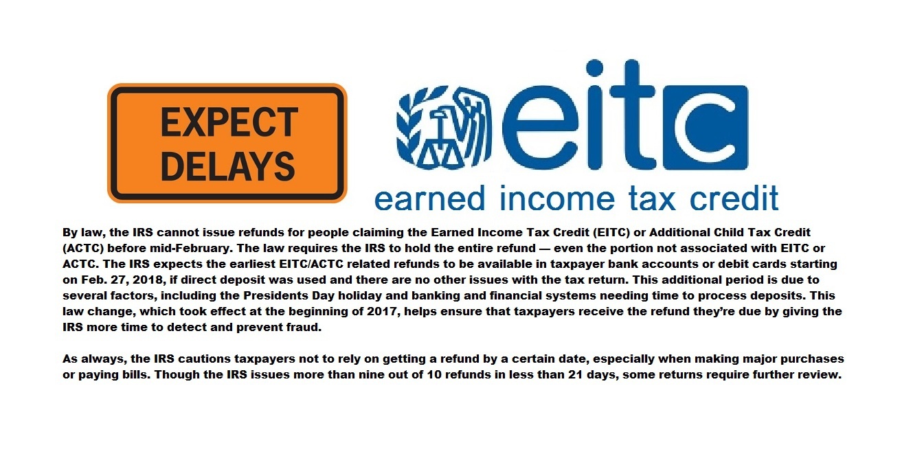 IRS to Delay Tax Refunds Involving EITC and ACTC Next Year ⋆ Where's my