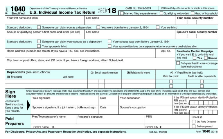 1040 form 2019 free download