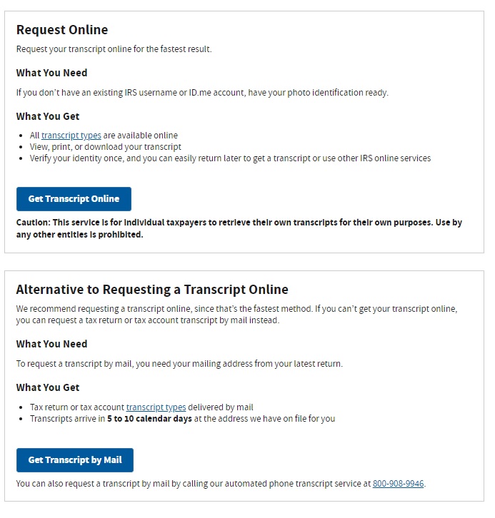 Steps to Requesting an IRS tax Transcripts