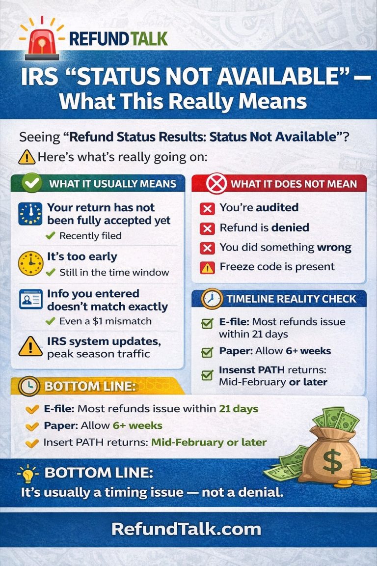 IRS Tax Refund “STATUS NOT AVAILABLE” — What This Really Means ⋆ ...