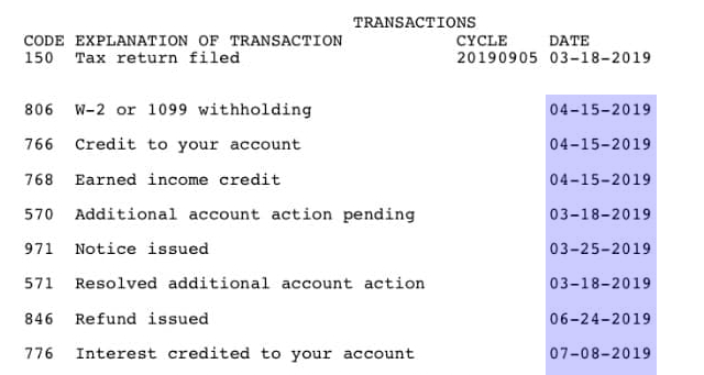 Transcript Transaction Processing Dates